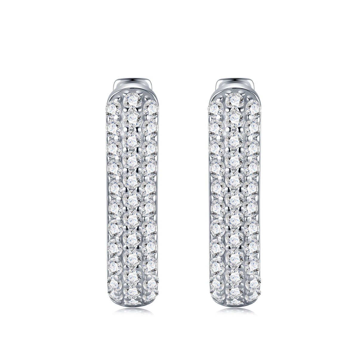 Rettina Moissanite Huggie Hoop Earrings in Sterling Silver