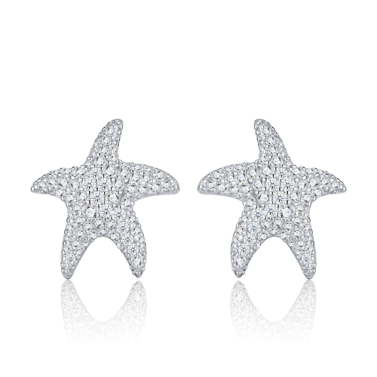 Stellamarina Moissanite Starfish Stud Earrings in Sterling Silver