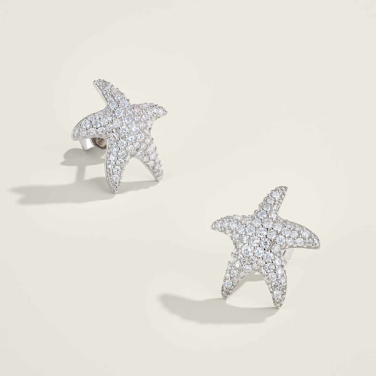 Stellamarina Moissanite Starfish Stud Earrings in Sterling Silver