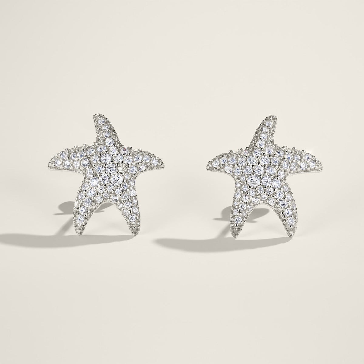 Stellamarina Moissanite Starfish Stud Earrings in Sterling Silver