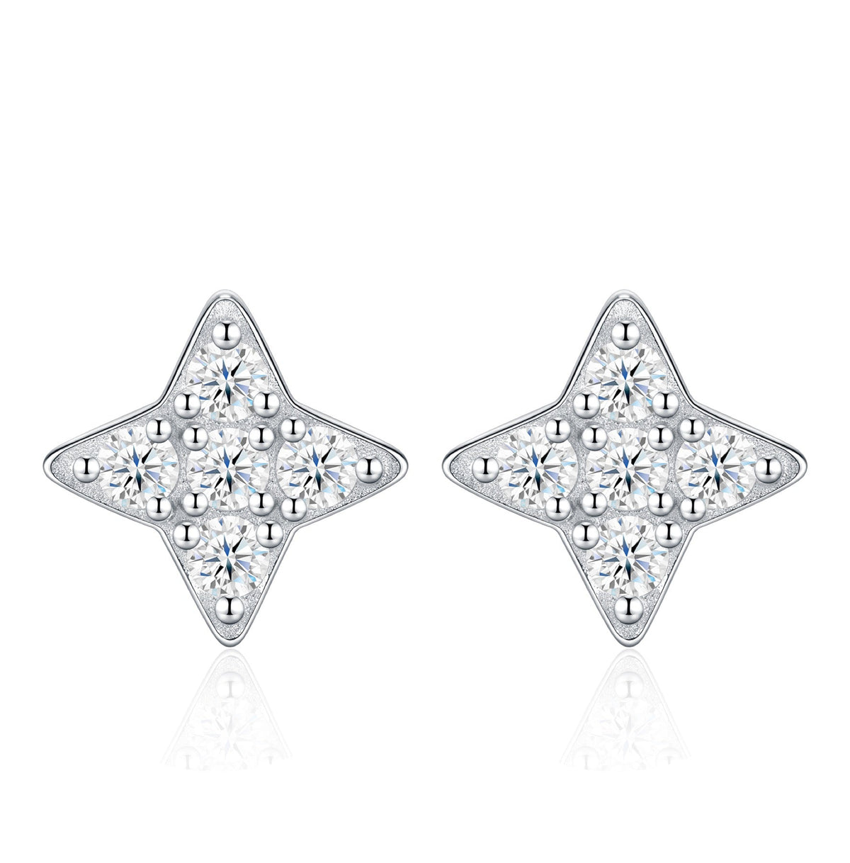 Scintillina Moissanite Star Stud Earrings in Sterling Silver