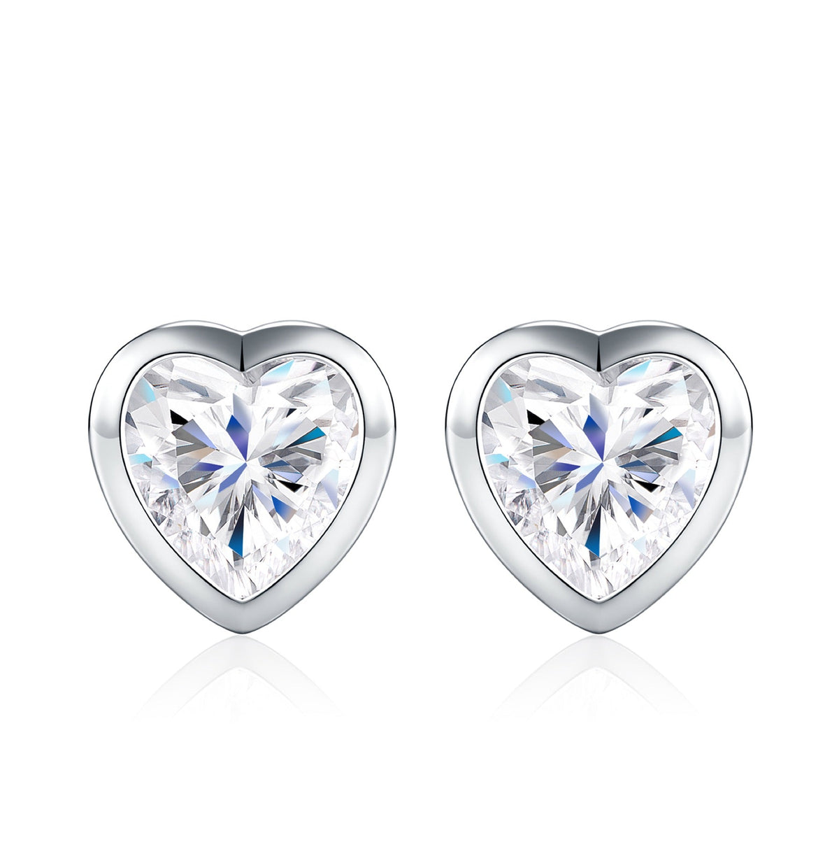Cuorpieno Heart-Cut Moissanite Heart Stud Earrings in Sterling Silver