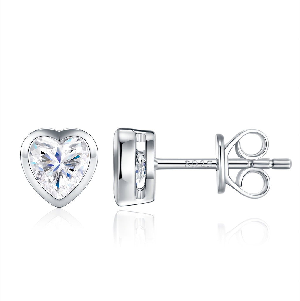 Cuorpieno Heart-Cut Moissanite Heart Stud Earrings in Sterling Silver