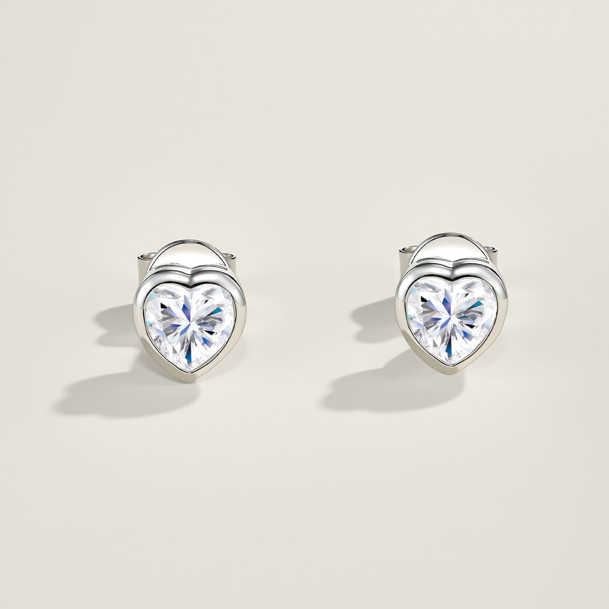 Cuorpieno Heart-Cut Moissanite Heart Stud Earrings in Sterling Silver