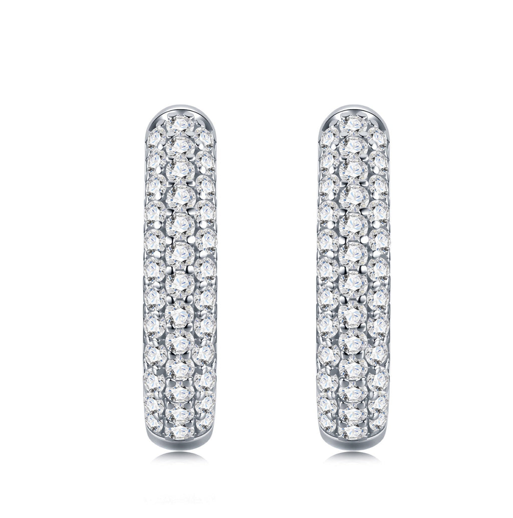 Doppiofila Moissanite Huggie Hoop Earrings in Sterling Silver
