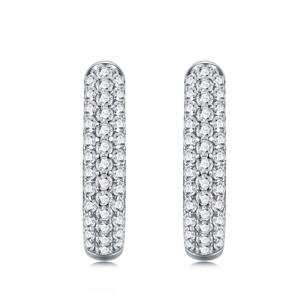 Doppiofila Moissanite Huggie Hoop Earrings in Sterling Silver