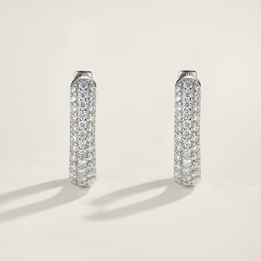 Doppiofila Moissanite Huggie Hoop Earrings in Sterling Silver