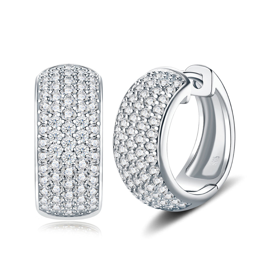 Larga Moissanite Huggie Hoop Earrings in Sterling Silver