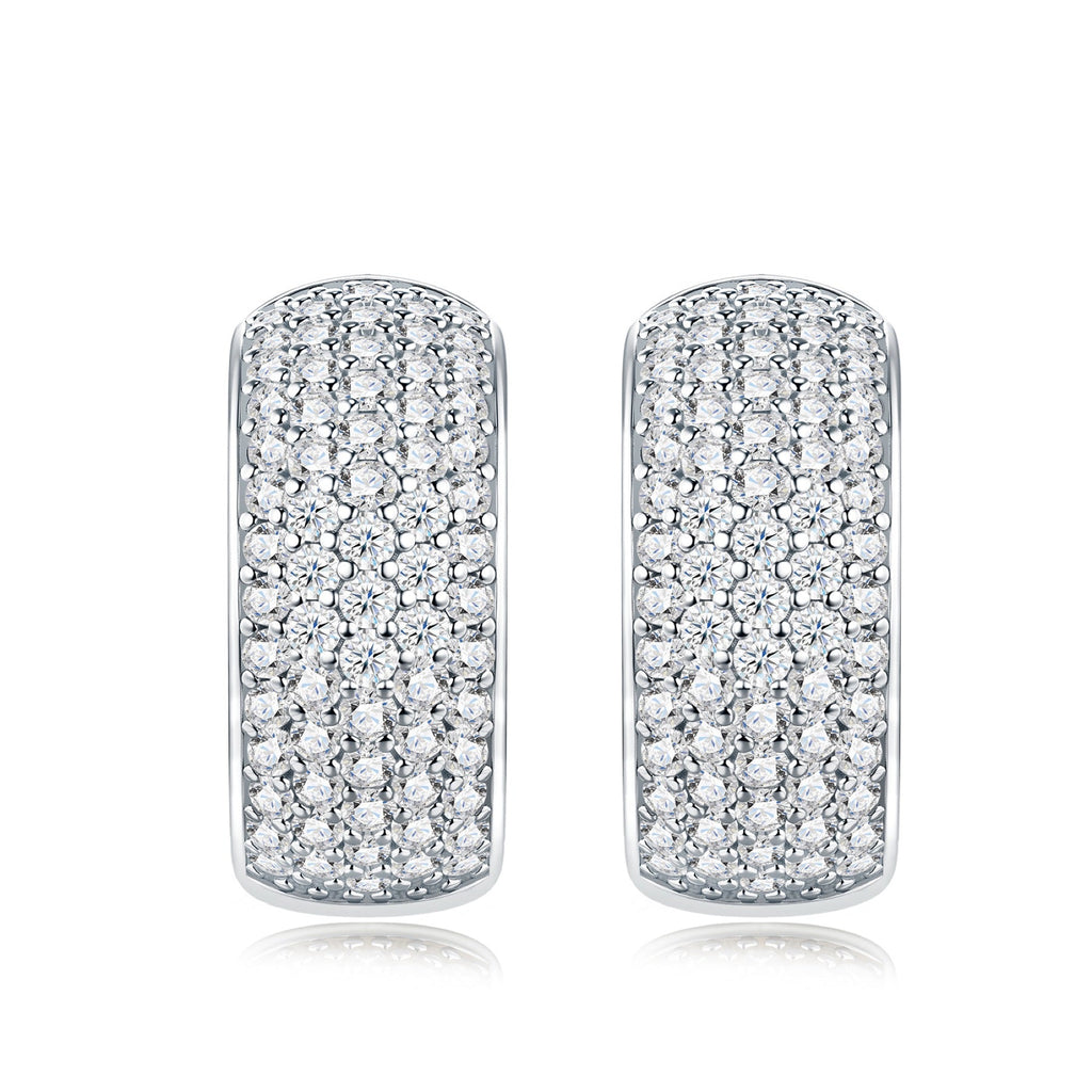 Larga Moissanite Huggie Hoop Earrings in Sterling Silver