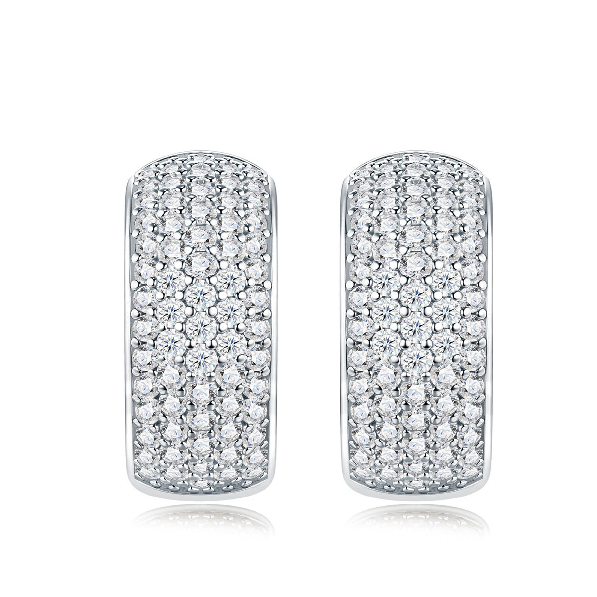 Larga Moissanite Huggie Hoop Earrings in Sterling Silver