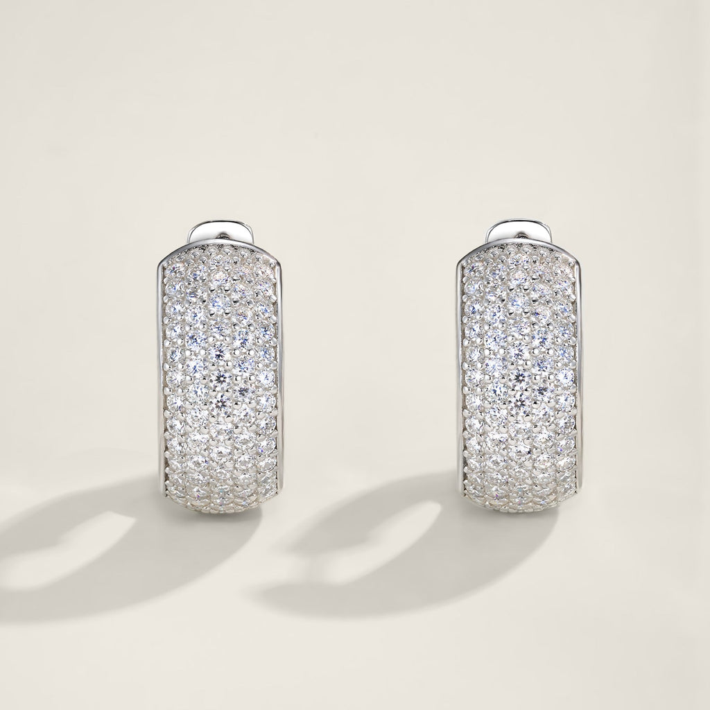 Larga Moissanite Huggie Hoop Earrings in Sterling Silver