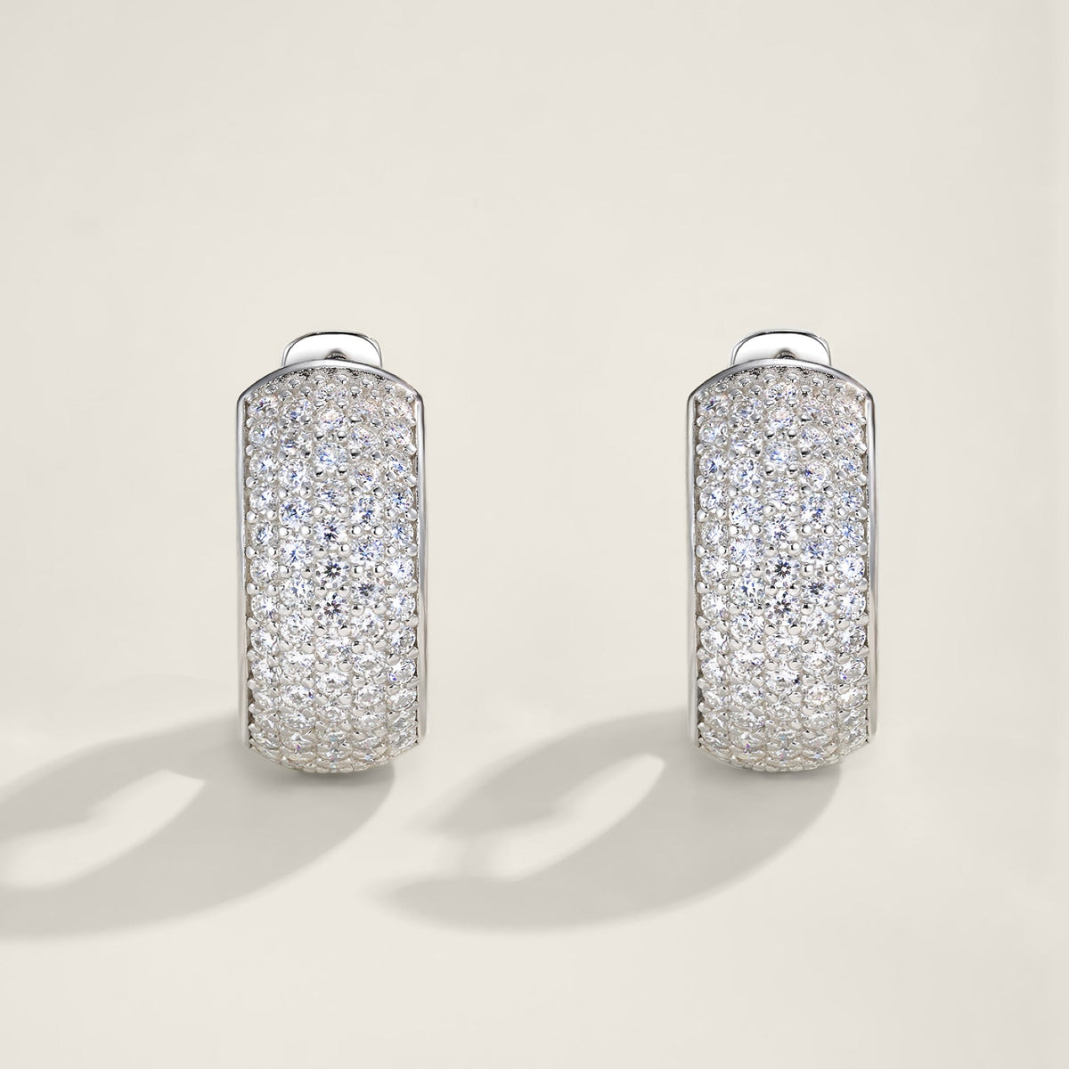 Larga Moissanite Huggie Hoop Earrings in Sterling Silver
