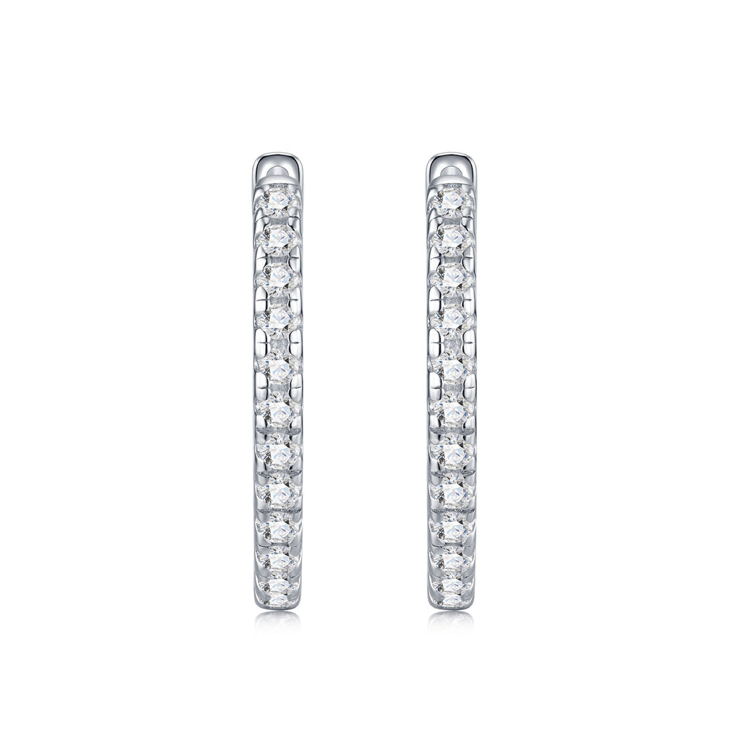 Sottile Moissanite Huggie Hoop Earrings in Sterling Silver