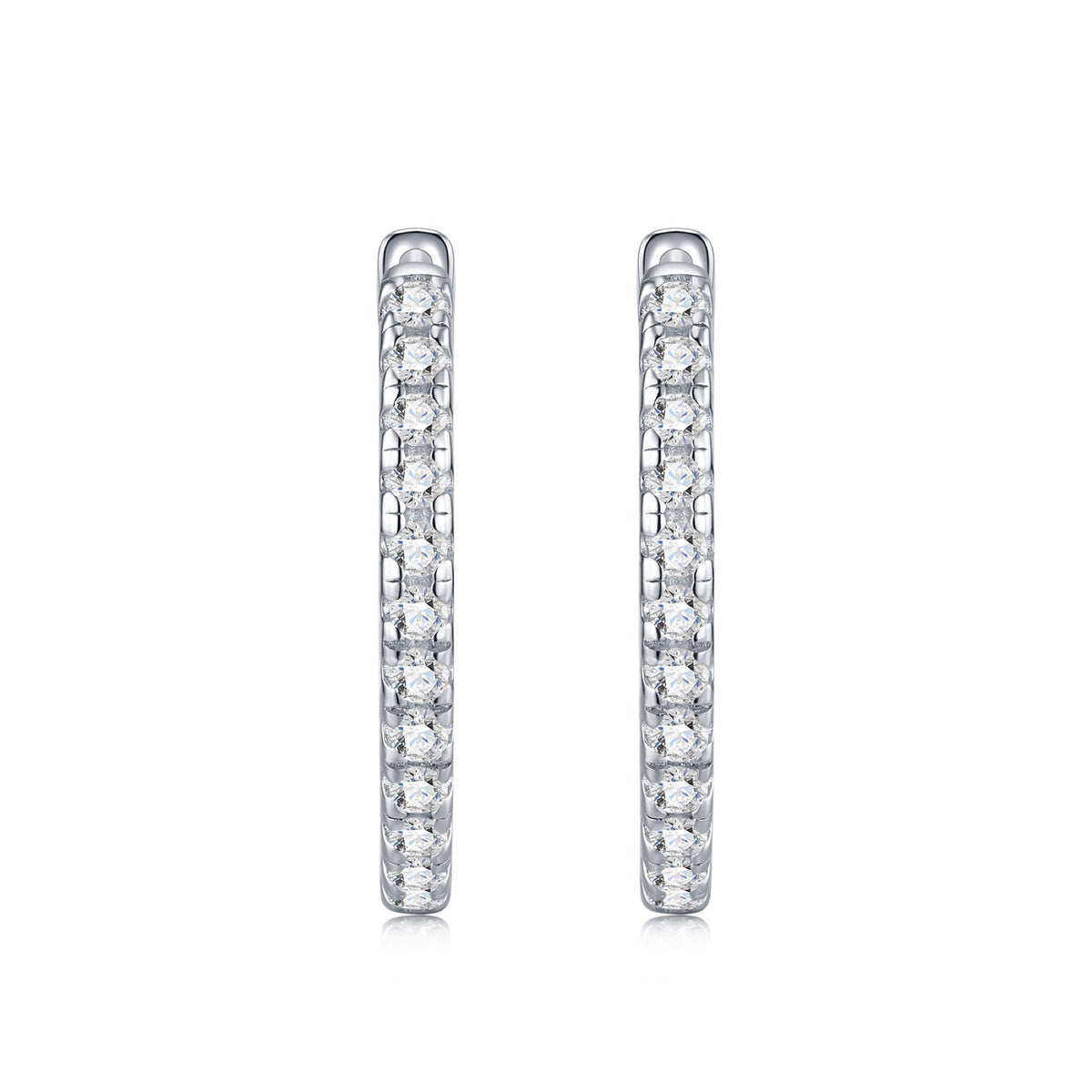 Sottile Moissanite Huggie Hoop Earrings in Sterling Silver