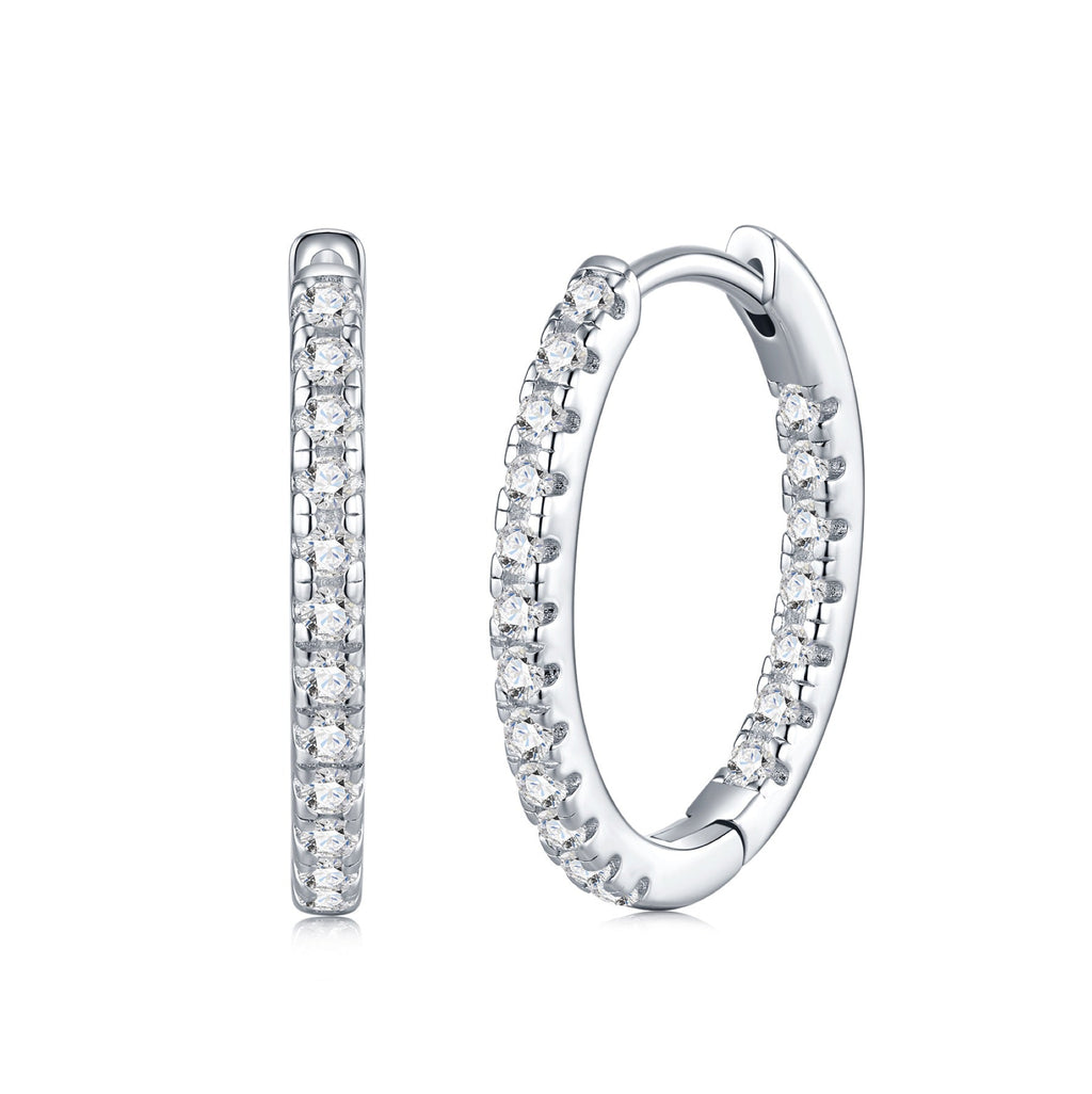 Sottile Moissanite Huggie Hoop Earrings in Sterling Silver