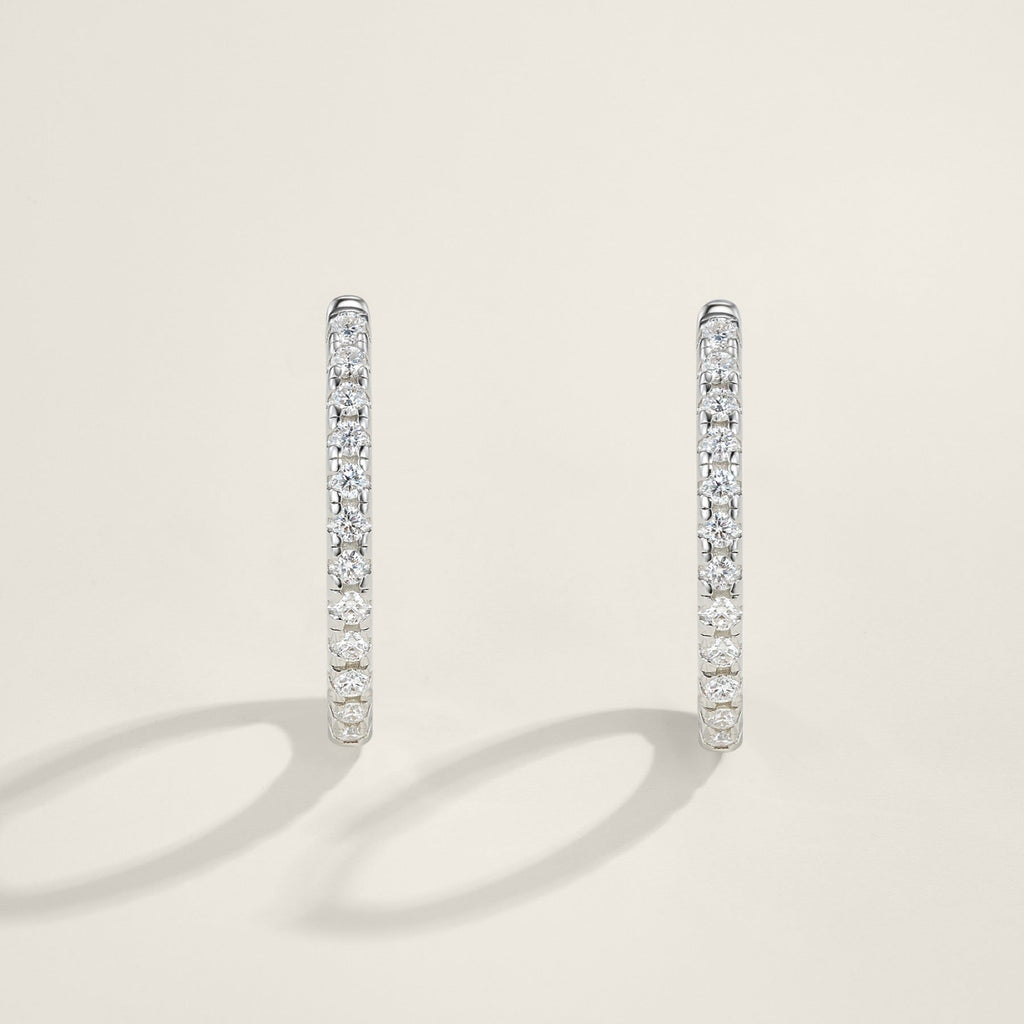Sottile Moissanite Huggie Hoop Earrings in Sterling Silver