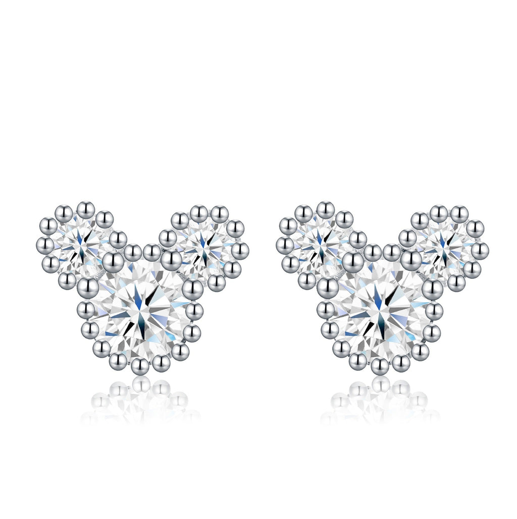 Amoretti Moissanite Heart Stud Earrings in Sterling Silver