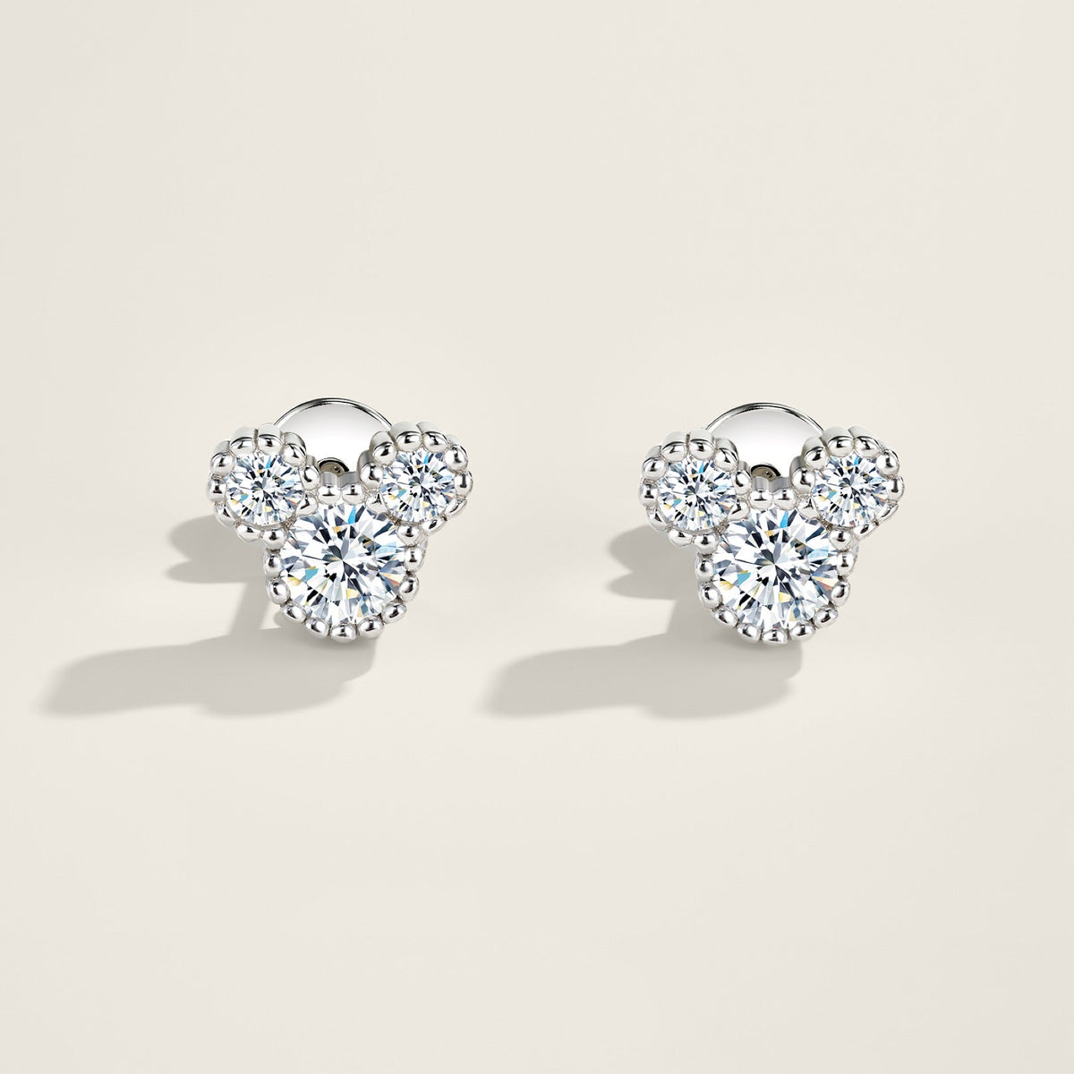 Amoretti Moissanite Heart Stud Earrings in Sterling Silver