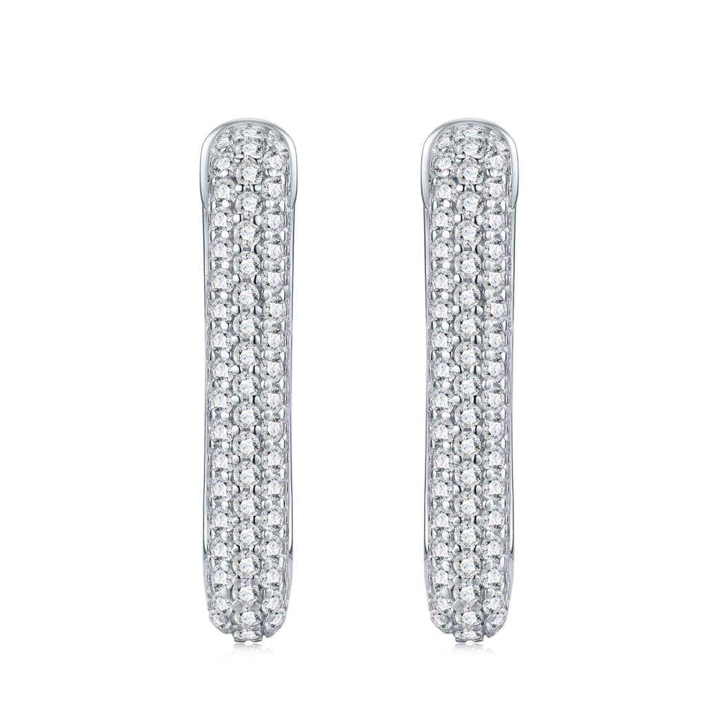 Bifila Moissanite Huggie Hoop Earrings in Sterling Silver