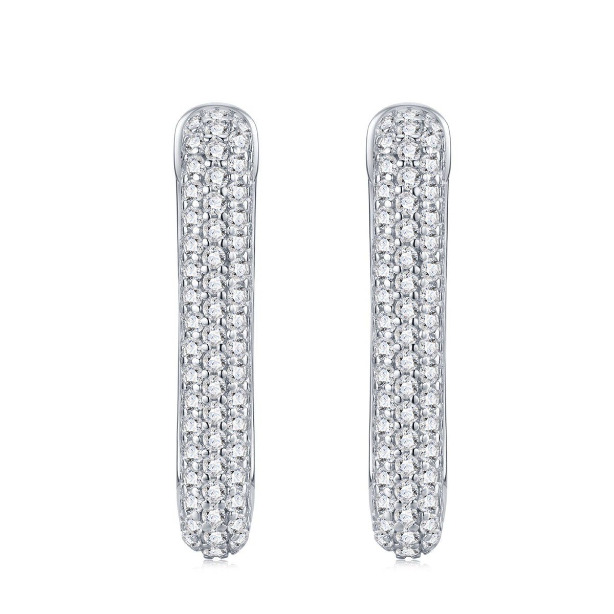Bifila Moissanite Huggie Hoop Earrings in Sterling Silver