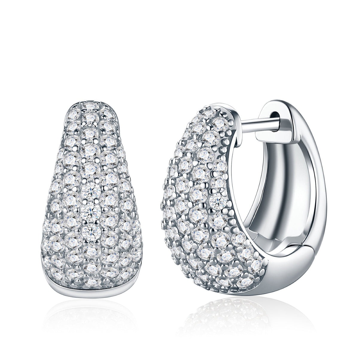 Cupolina Moissanite Huggie Hoop Earrings in Sterling Silver