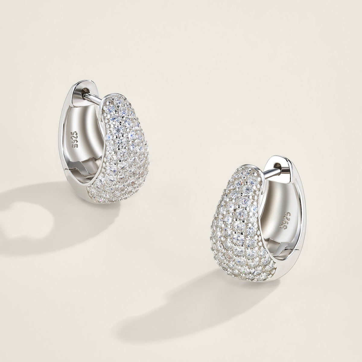 Cupolina Moissanite Huggie Hoop Earrings in Sterling Silver