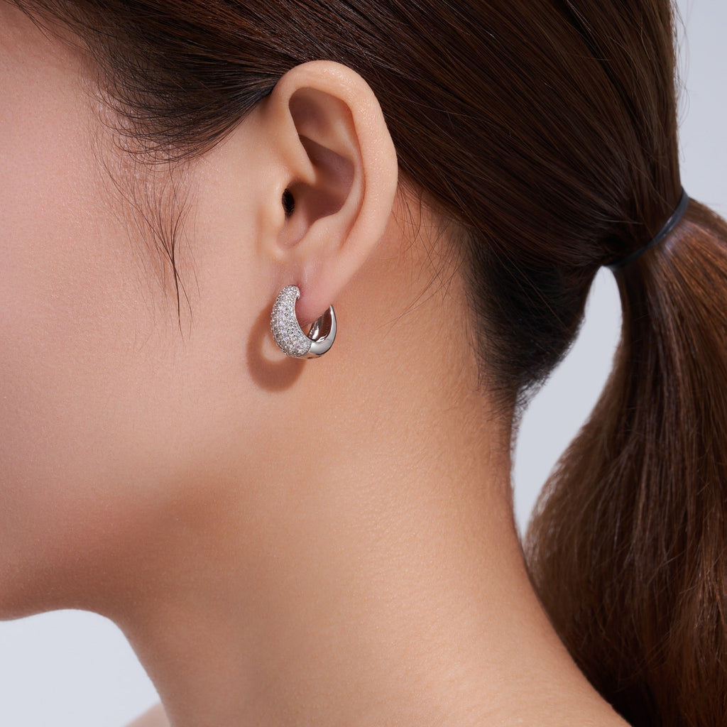 Cupolina Moissanite Huggie Hoop Earrings in Sterling Silver