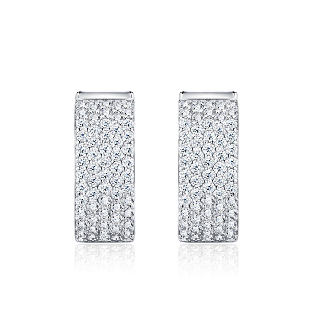 Fasciona Moissanite Huggie Hoop Earrings in Sterling Silver