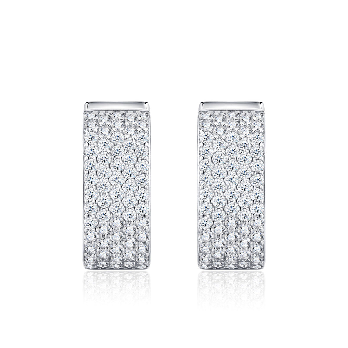 Fasciona Moissanite Huggie Hoop Earrings in Sterling Silver