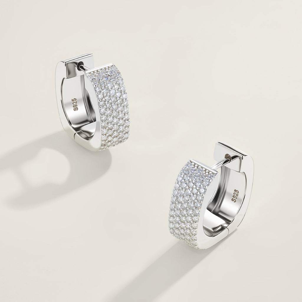 Fasciona Moissanite Huggie Hoop Earrings in Sterling Silver