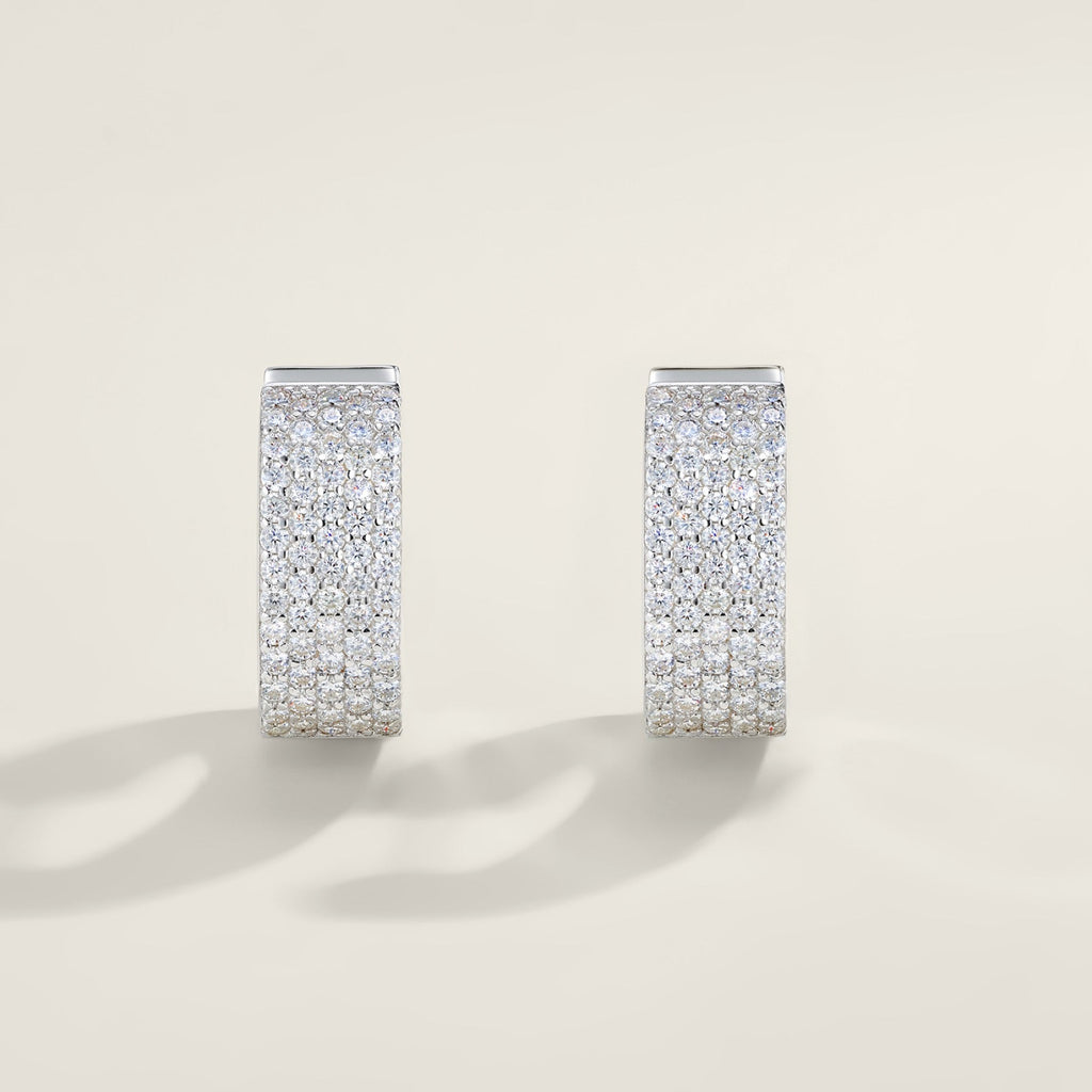 Fasciona Moissanite Huggie Hoop Earrings in Sterling Silver