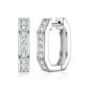 Squadra Moissanite Huggie Hoop Earrings in Sterling Silver