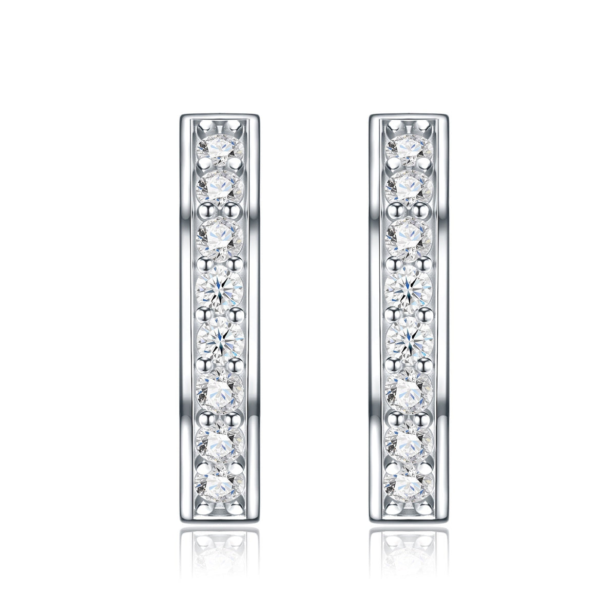 Squadra Moissanite Huggie Hoop Earrings in Sterling Silver