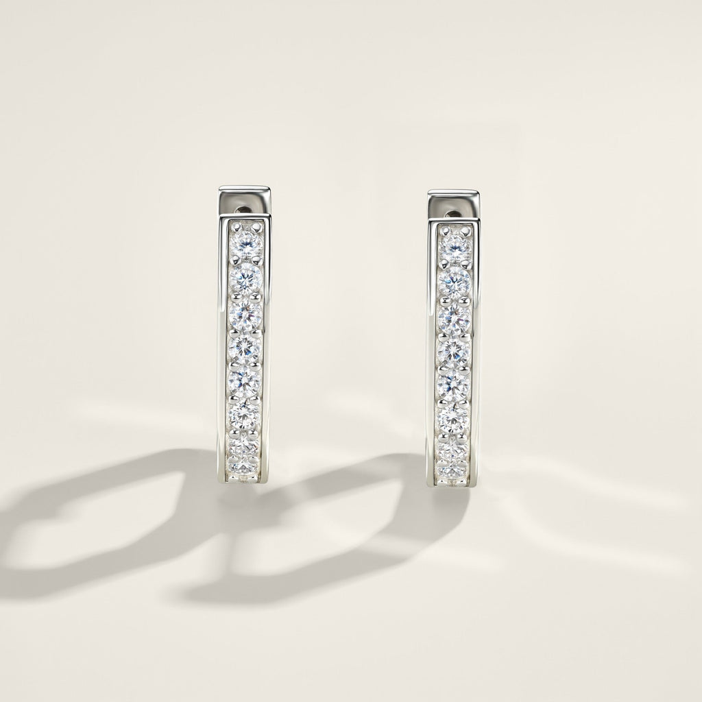 Squadra Moissanite Huggie Hoop Earrings in Sterling Silver