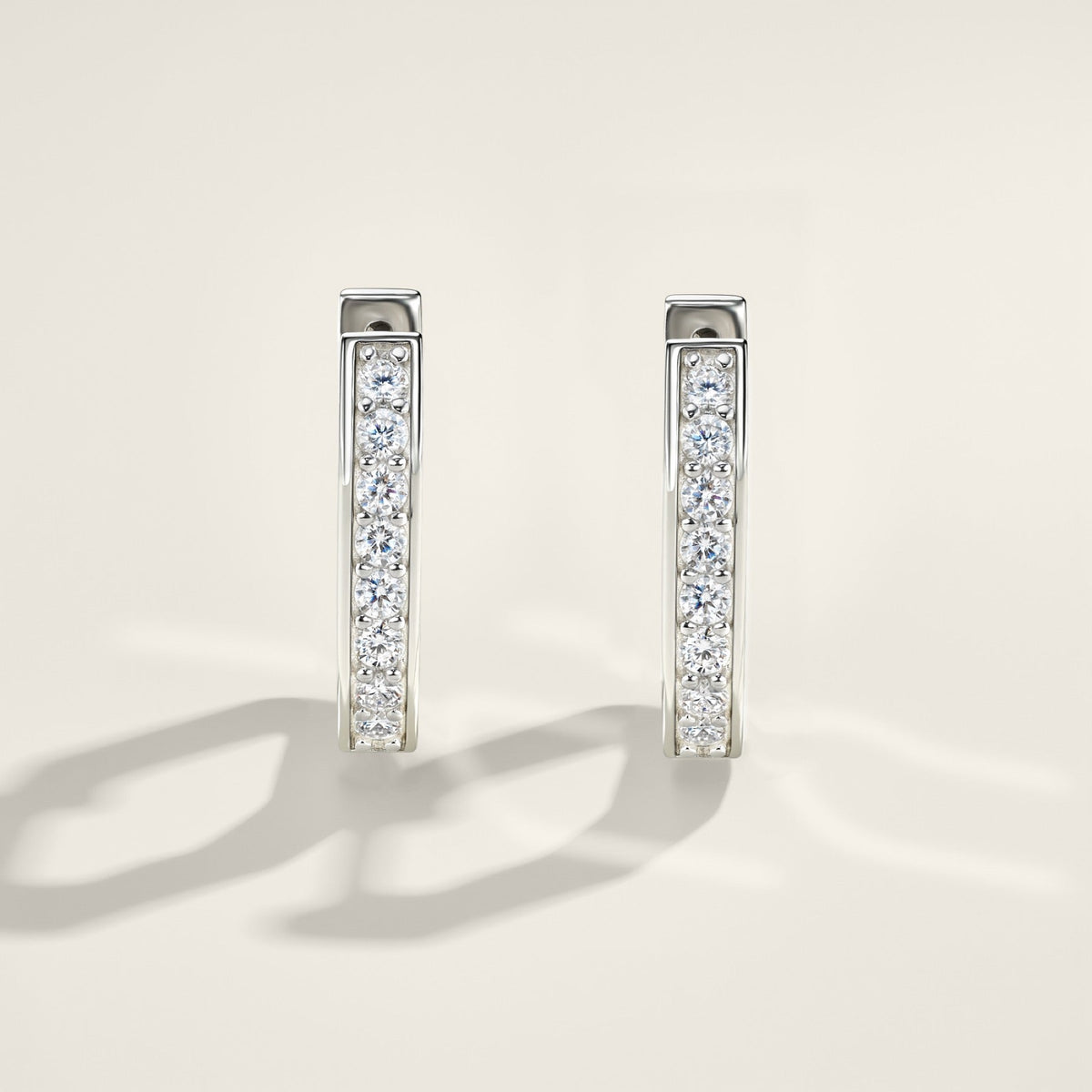 Squadra Moissanite Huggie Hoop Earrings in Sterling Silver