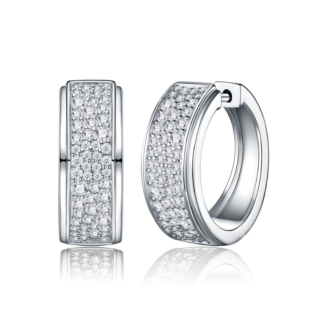 Larghina Moissanite Huggie Hoop Earrings in Sterling Silver
