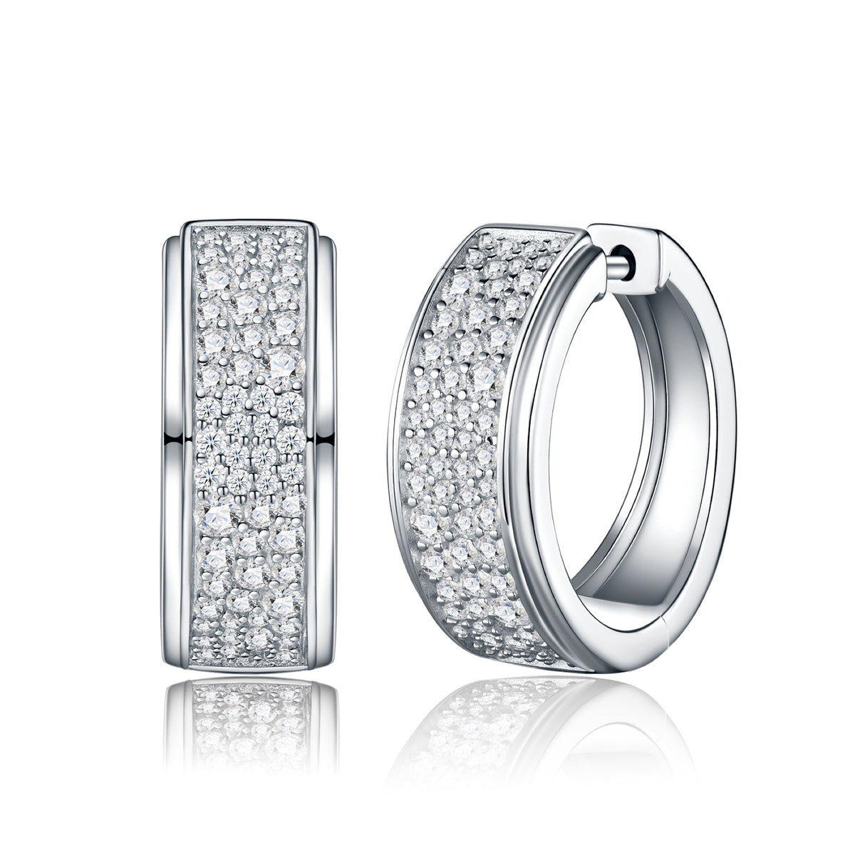 Larghina Moissanite Huggie Hoop Earrings in Sterling Silver