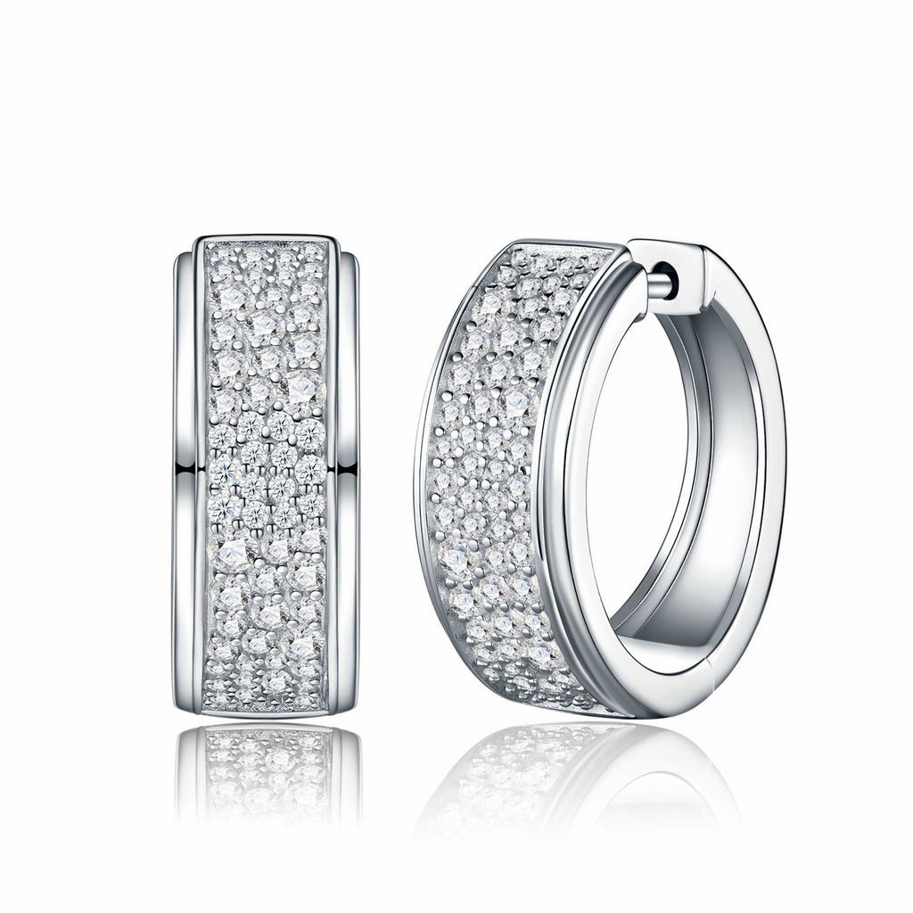 Larghina Moissanite Huggie Hoop Earrings in Sterling Silver