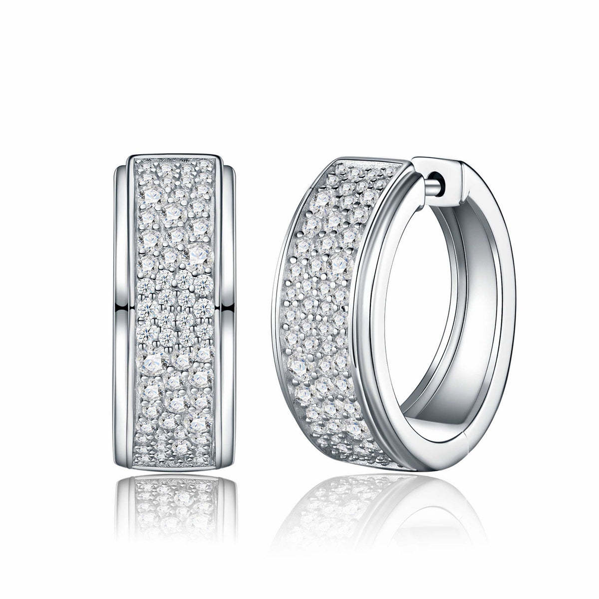 Larghina Moissanite Huggie Hoop Earrings in Sterling Silver
