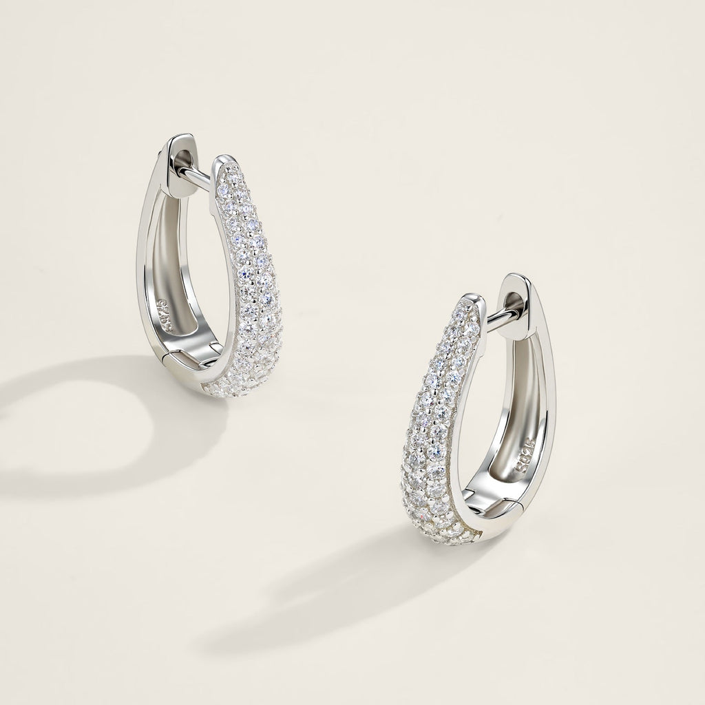 Cupoletta Moissanite Huggie Hoop Earrings in Sterling Silver