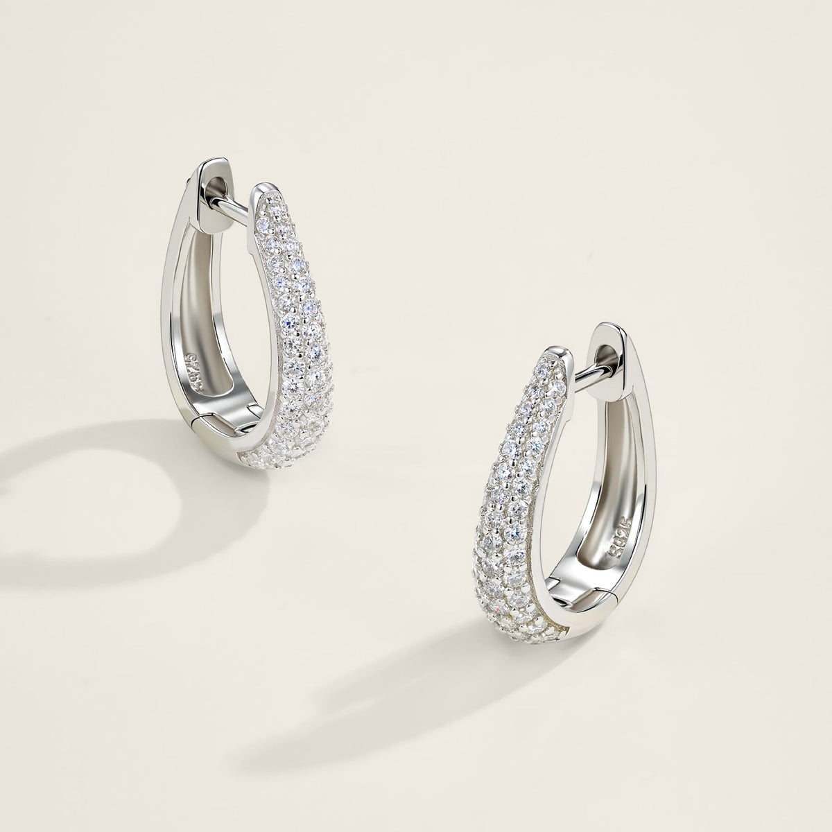Cupoletta Moissanite Huggie Hoop Earrings in Sterling Silver