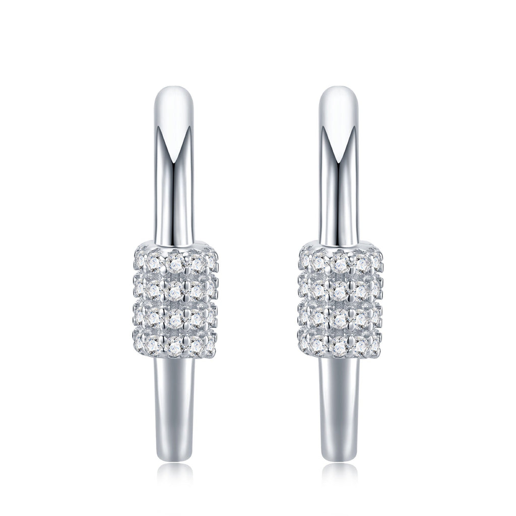Barretta Moissanite Huggie Hoop Earrings in Sterling Silver