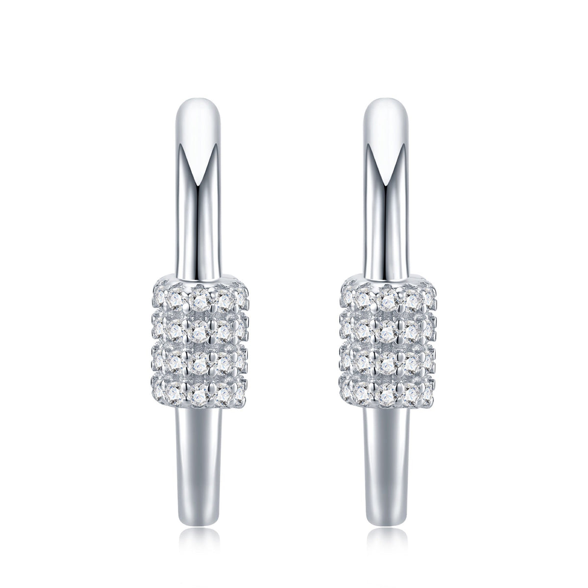 Barretta Moissanite Huggie Hoop Earrings in Sterling Silver