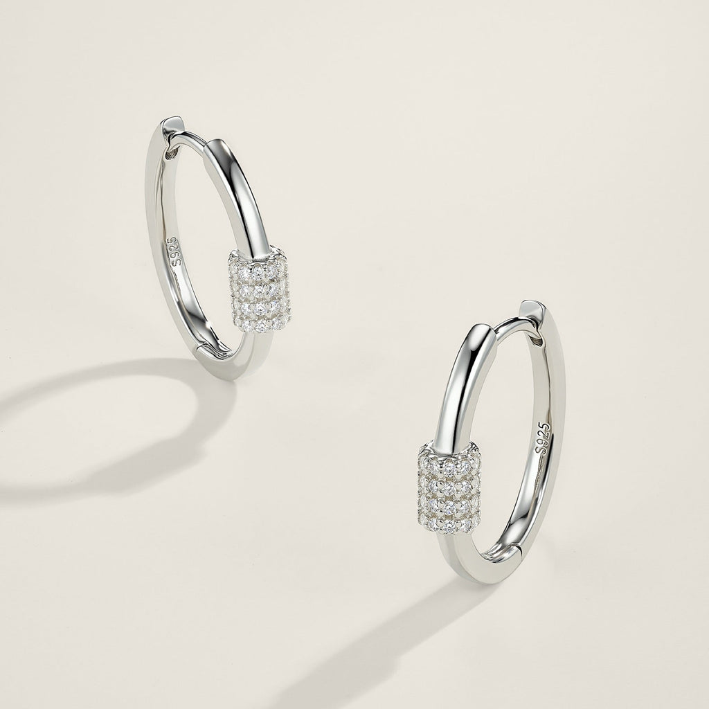 Barretta Moissanite Huggie Hoop Earrings in Sterling Silver