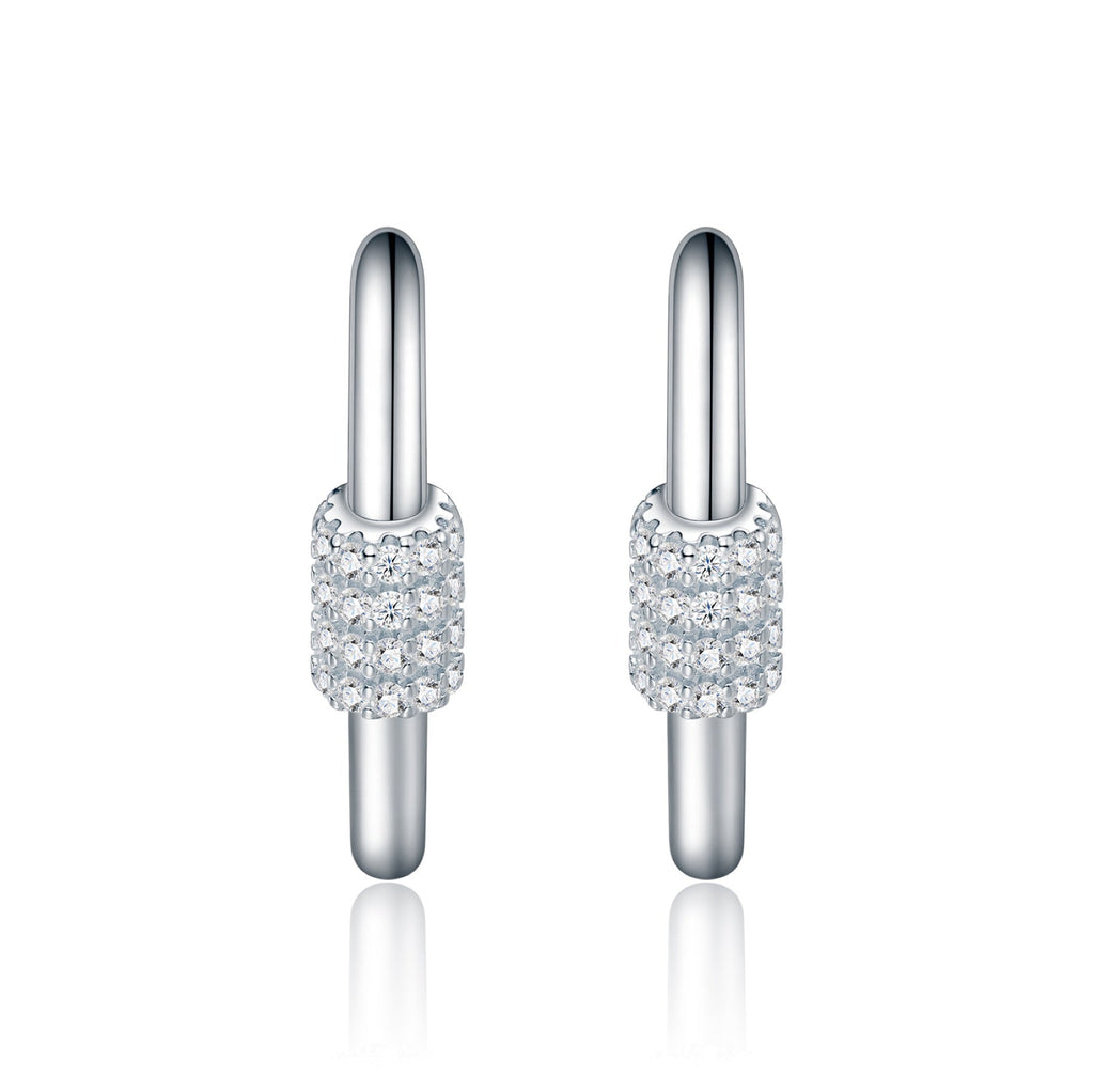 Cuorehug Moissanite Huggie Hoop Earrings in Sterling Silver