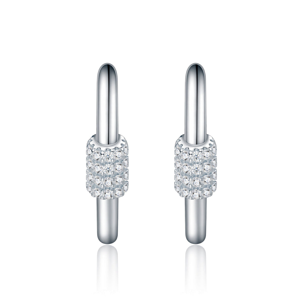 Cuorehug Moissanite Huggie Hoop Earrings in Sterling Silver