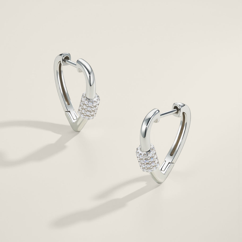 Cuorehug Moissanite Huggie Hoop Earrings in Sterling Silver
