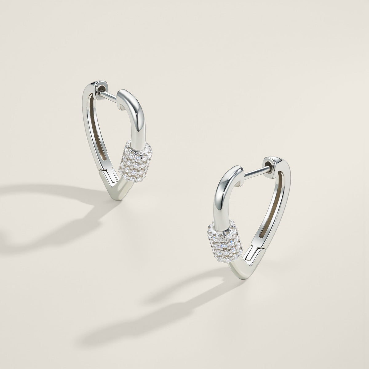 Cuorehug Moissanite Huggie Hoop Earrings in Sterling Silver