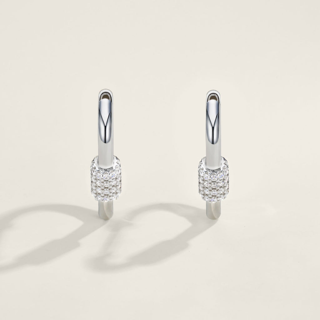 Cuorehug Moissanite Huggie Hoop Earrings in Sterling Silver