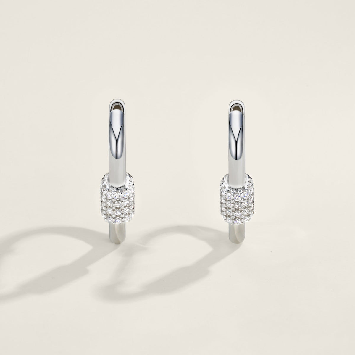 Cuorehug Moissanite Huggie Hoop Earrings in Sterling Silver